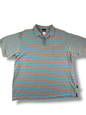 Patagonia Organic Cotton Striped Polo Shirt Men’s XL Blue Orange Sustainable Cas